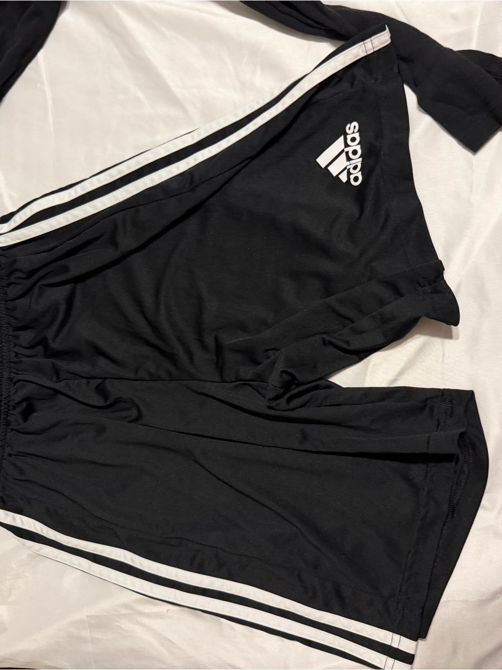 adidas Black Shorts with White Three-Stripe Detail